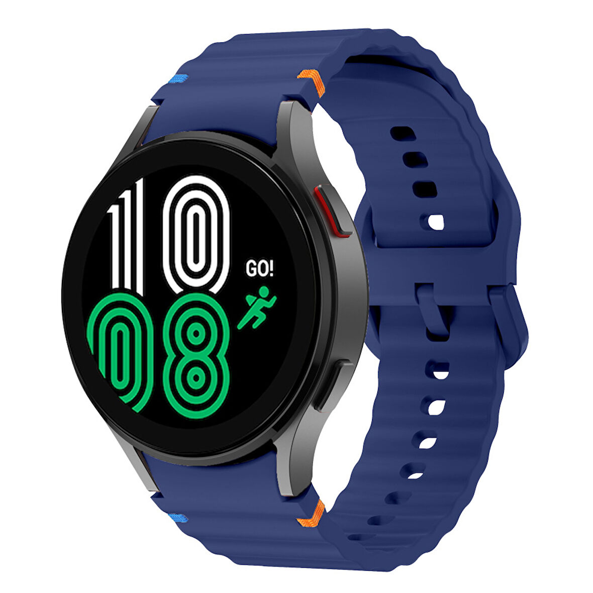 Samsung Galaxy Watch 4 40-42-44-46mm İle Uyumlu Metal Tokalı Dalgalı Spor Silikon Kordon