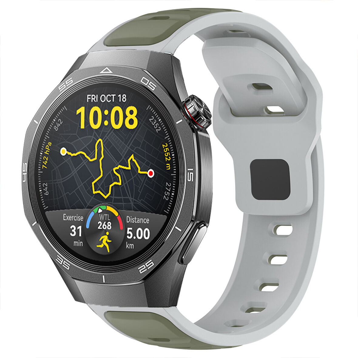 Huawei Watch GT5 Pro 46mm İle Uyumlu Çift Renkli Spor Silikon Kordon Nefes Alabilir Konforlu