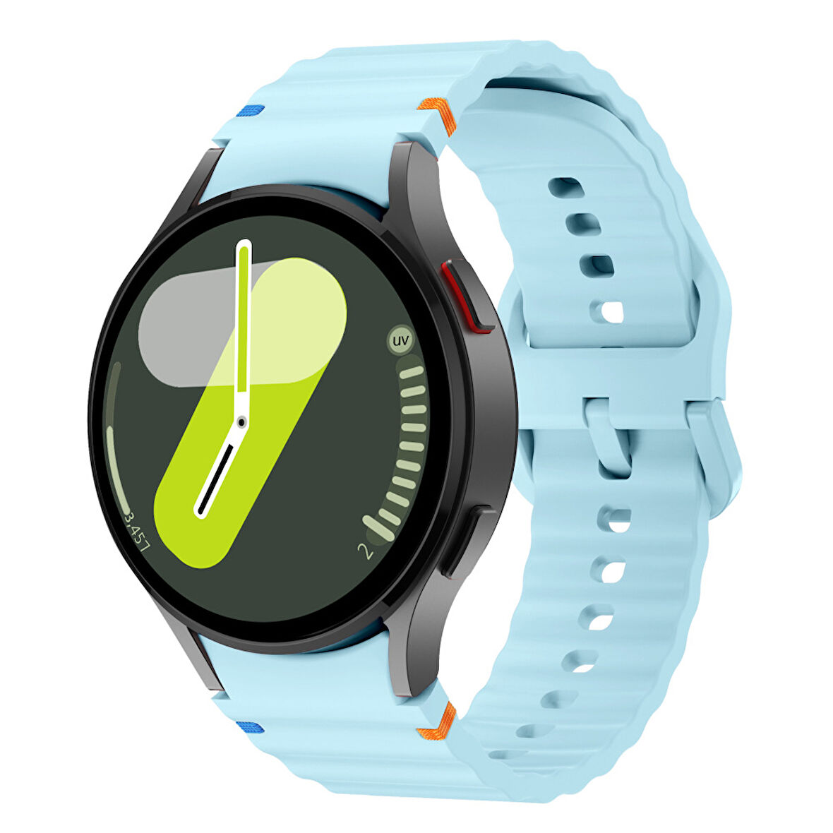 Samsung Galaxy Watch 7 40mm-44mm İle Uyumlu Metal Tokalı Dalgalı Spor Silikon Kordon