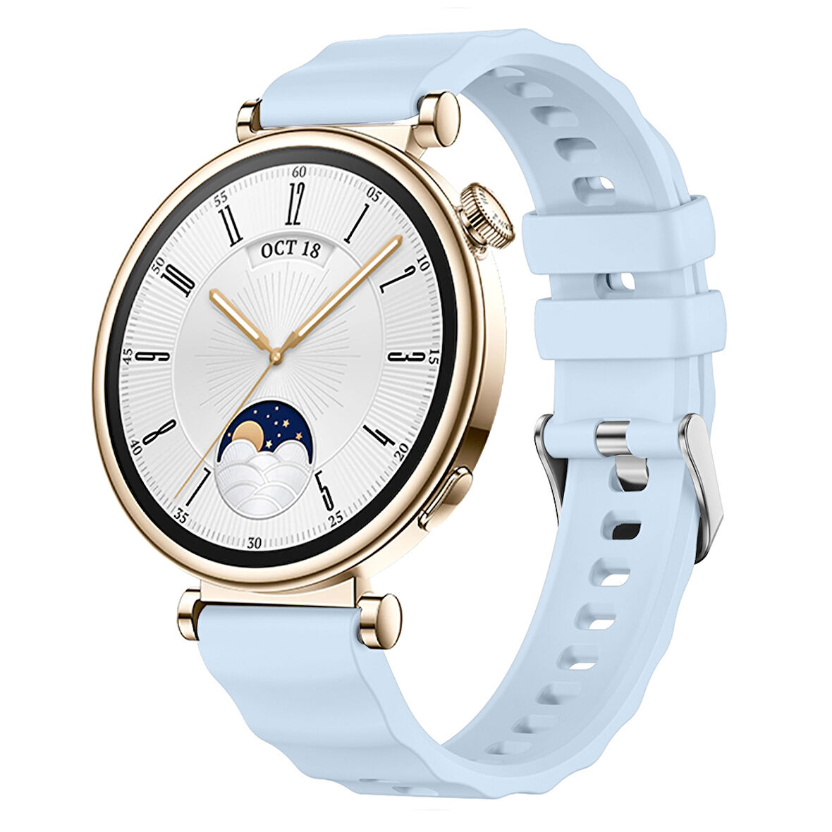 Sneezy Huawei Watch GT4 41mm İle Uyumlu SoftFlex Metal Tokalı Spor Silikon Akıllı Saat Kordonu