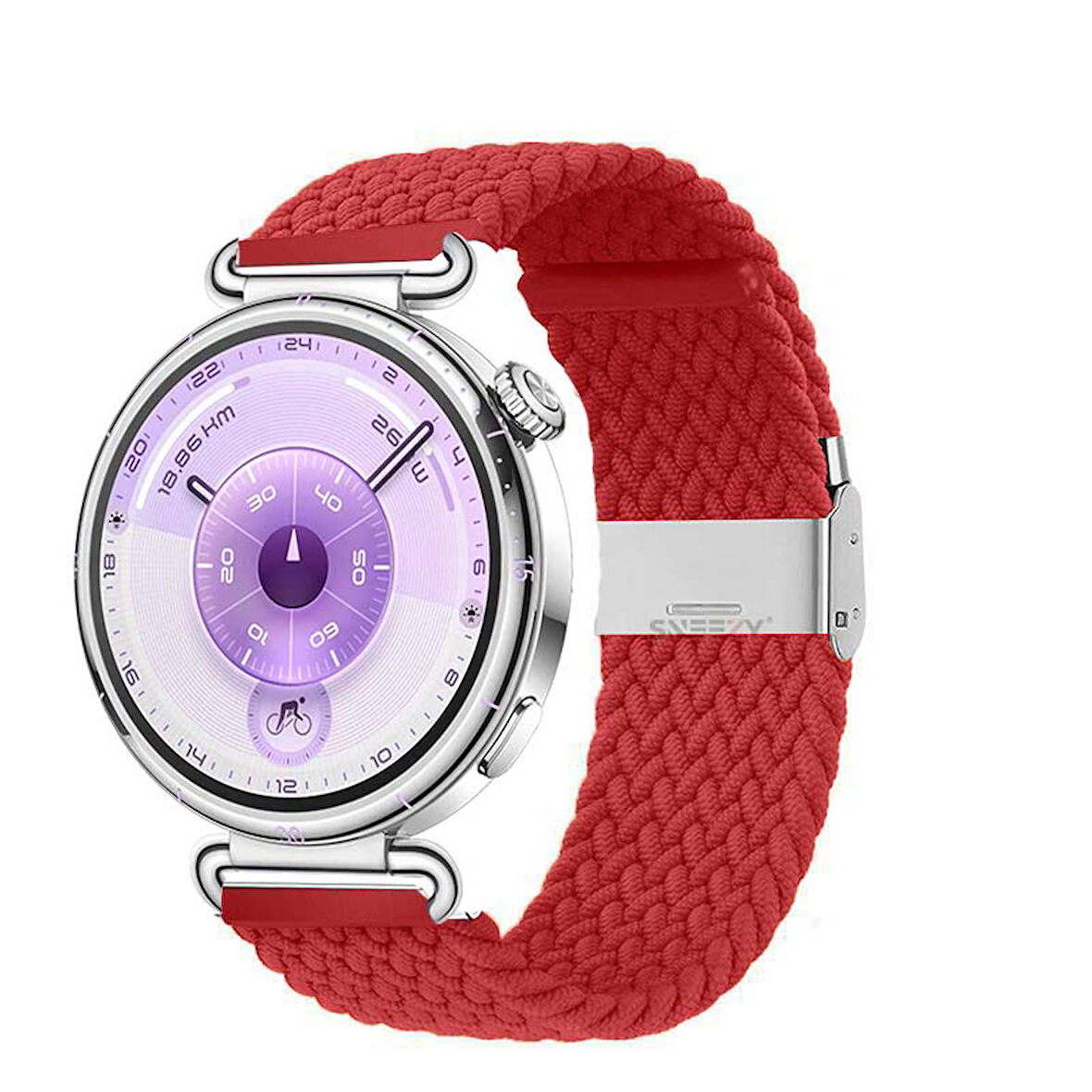 Sneezy Huawei Watch GT6 41mm İle Uyumlu Metal Klips Solo Fiberlink Kumaş Örgü Kordon