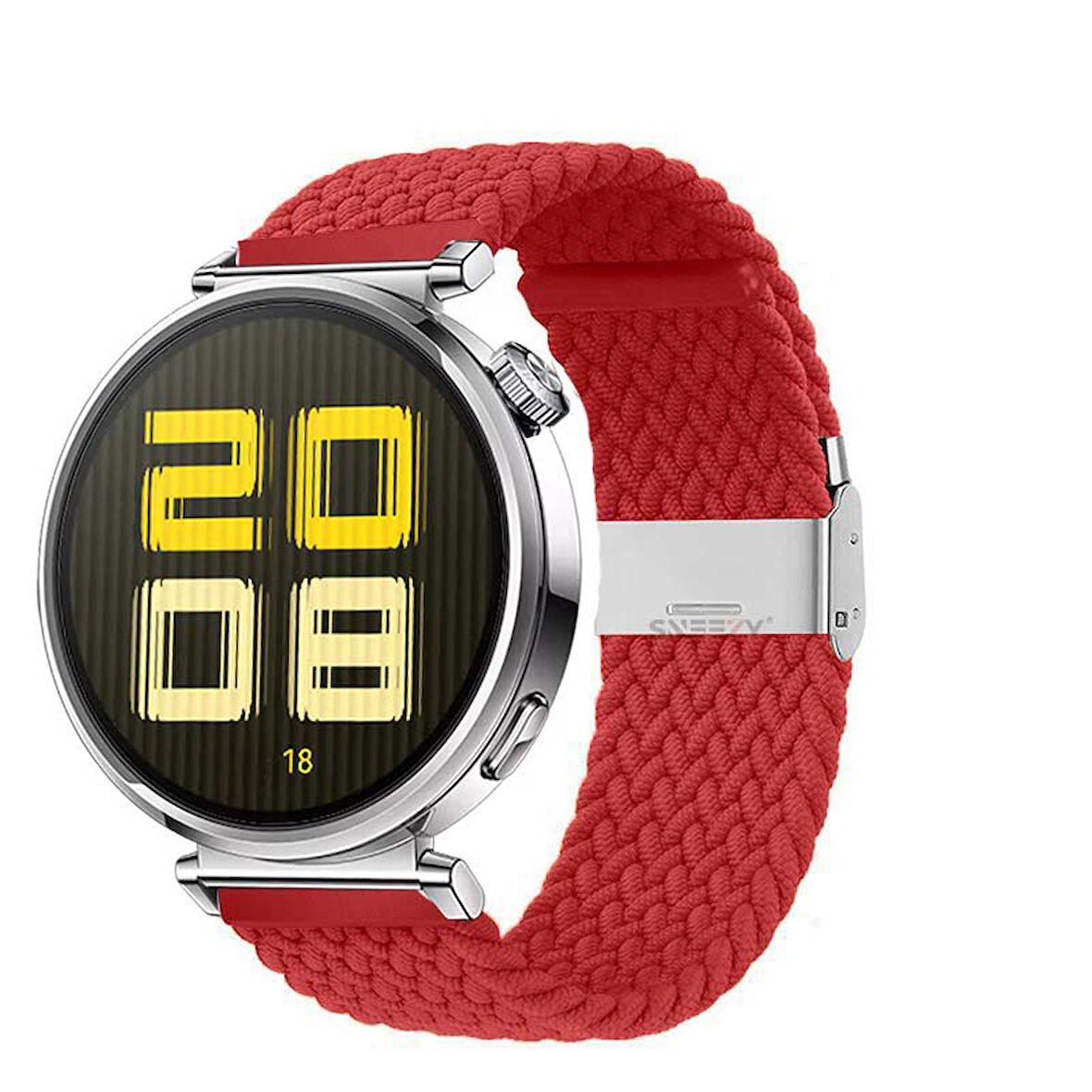 Sneezy Huawei Watch GT 5 41mm İle Uyumlu Metal Klips Solo Fiberlink Kumaş Örgü Kordon