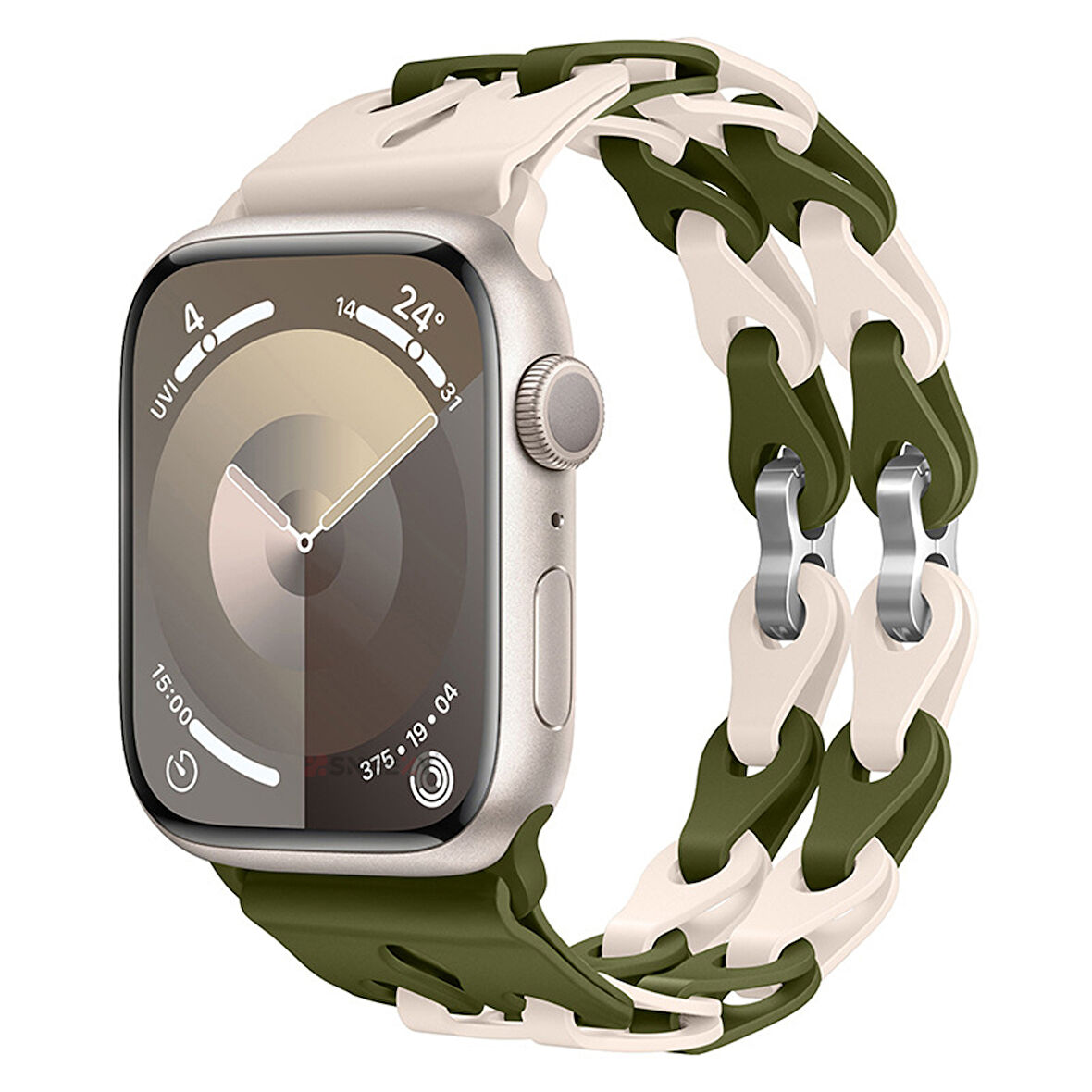 Apple Watch Uyumlu 44 45 46mm Zincir Desenli Yumuşak Silikon Solo Kordon Seri 2 3 4 5 6 Se 7 8 9 10 