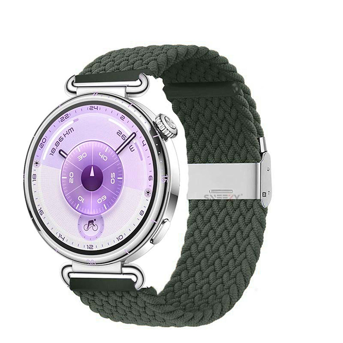 Sneezy Huawei Watch GT6 41mm İle Uyumlu Metal Klips Solo Fiberlink Kumaş Örgü Kordon