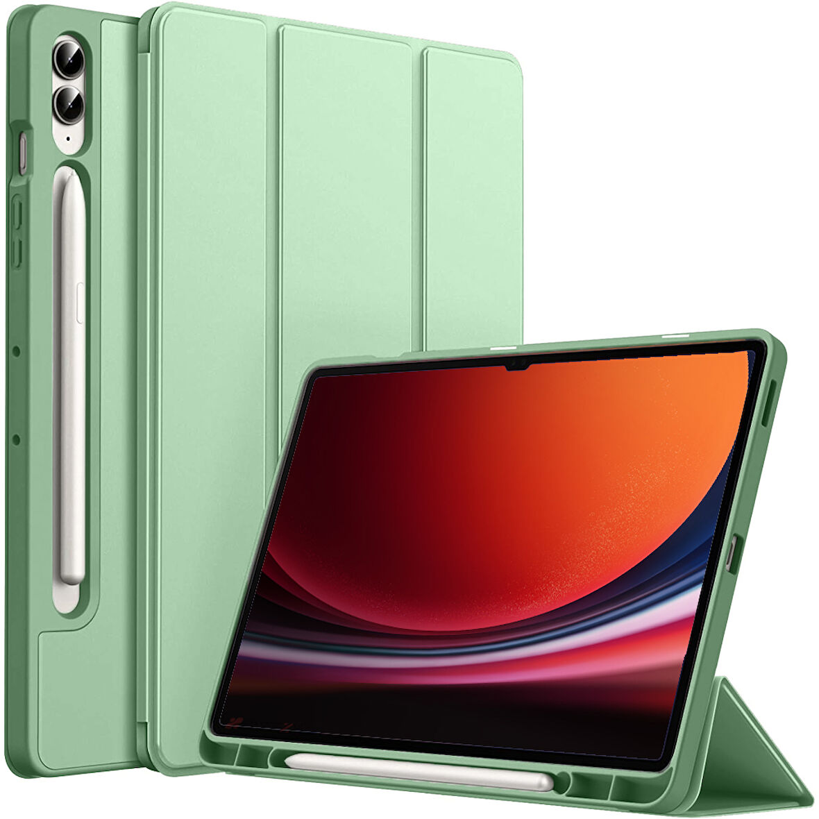 Samsung Galaxy Tab S9 Plus X810 12.4 İnç Kılıf Premium Silikon Kalem Bölmeli Smart Case