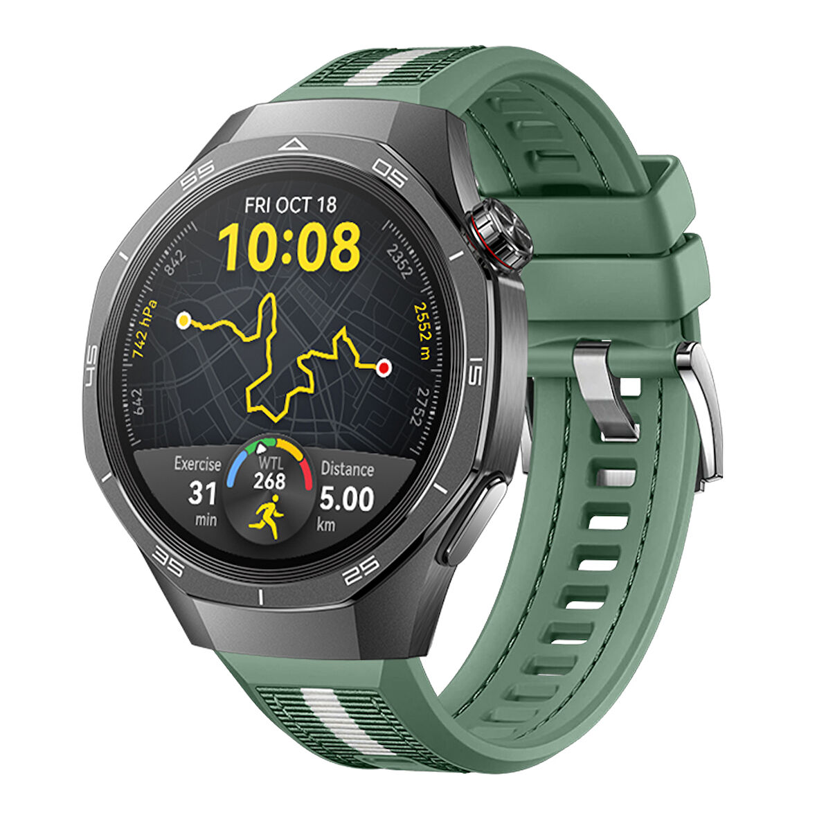 Huawei Watch GT5 Pro 46mm İle Uyumlu SportStripe Örgü Desen Metal Tokalı Silikon Akıllı Saat Kordonu