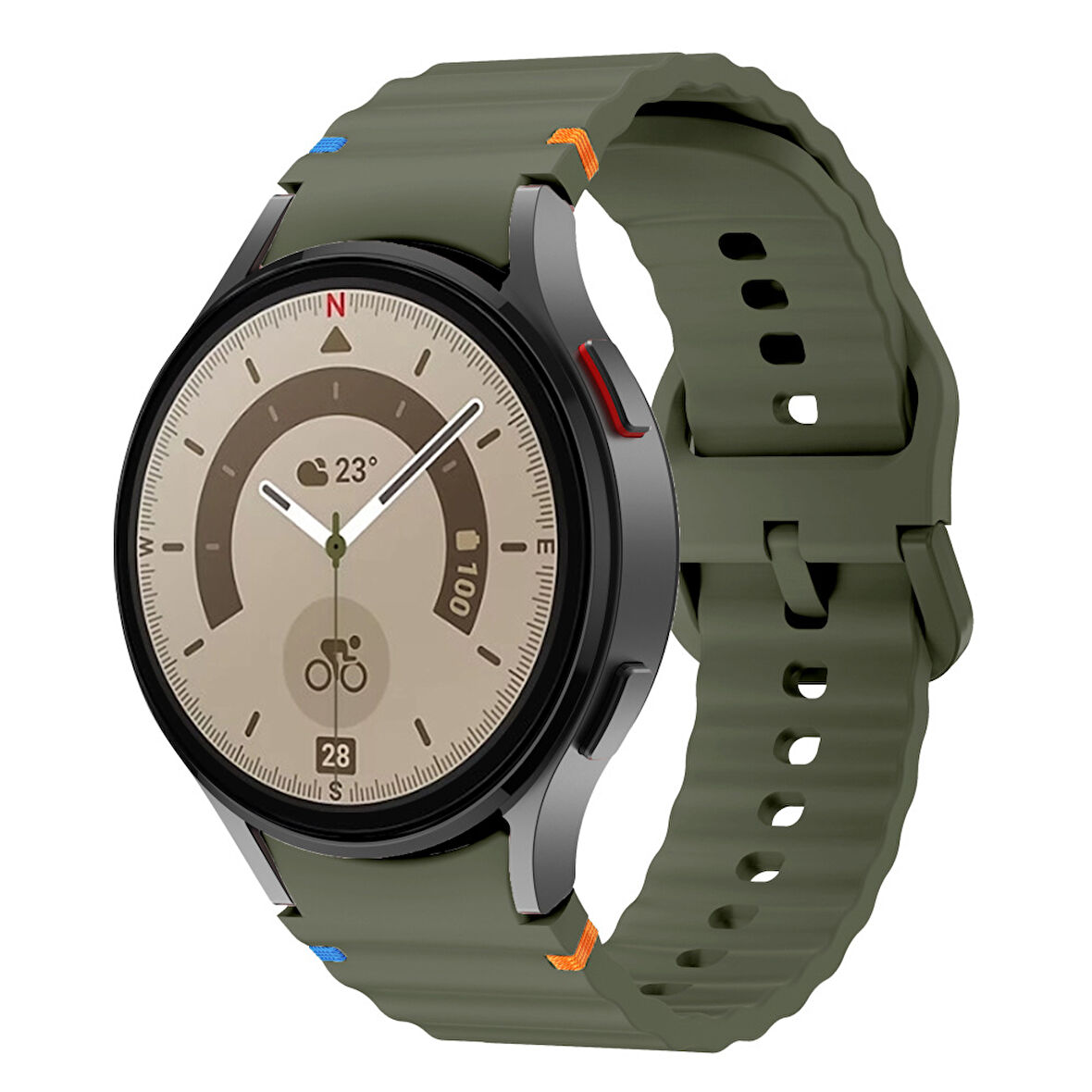 Samsung Galaxy Watch 5 Pro 45mm İle Uyumlu Metal Tokalı Dalgalı Spor Silikon Kordon