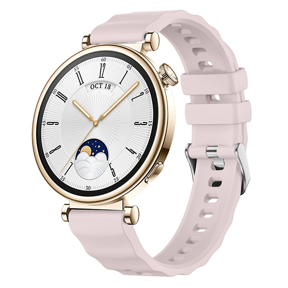 Sneezy Huawei Watch GT4 41mm İle Uyumlu SoftFlex Metal Tokalı Spor Silikon Akıllı Saat Kordonu