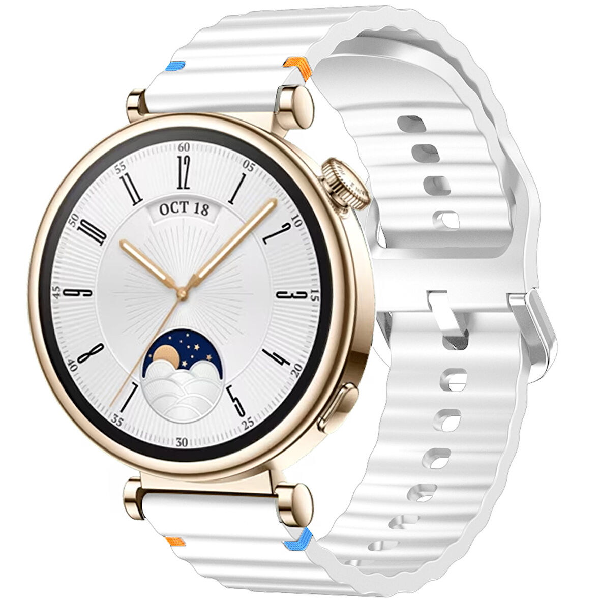 Huawei Watch GT4 41mm İle Uyumlu Dalga Desenli Tokalı Yumusaş Soft Silikon Kordon