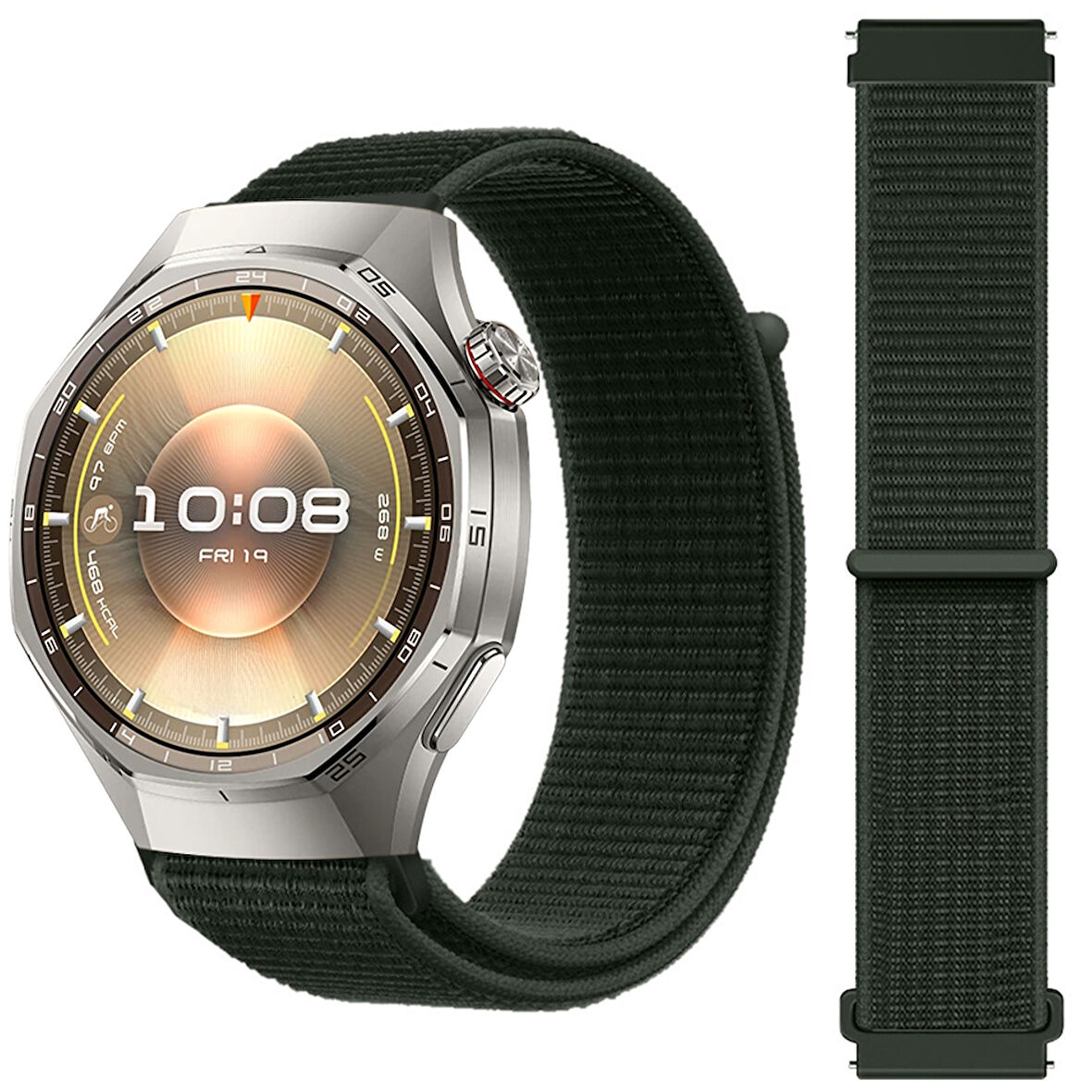 Huawei Watch GT6 Pro 46mm İle Uyumlu Ayarlanabilir Cırt Cırtlı Yumuşak Spor Kumaş Örgü Kordon