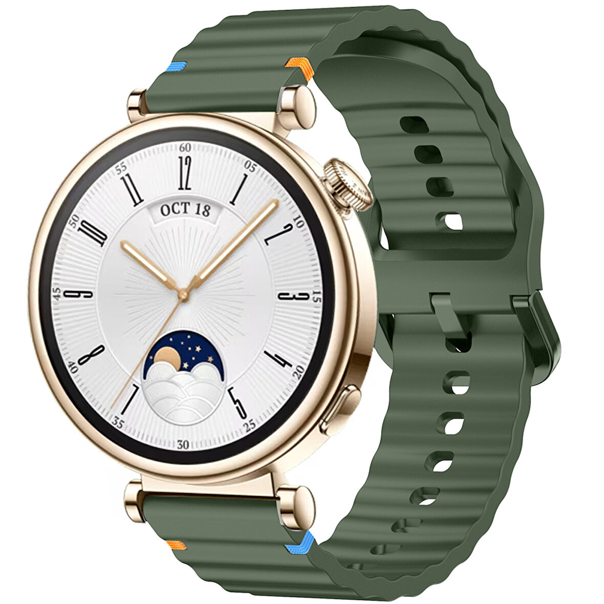 Huawei Watch GT4 41mm İle Uyumlu Dalga Desenli Tokalı Yumusaş Soft Silikon Kordon