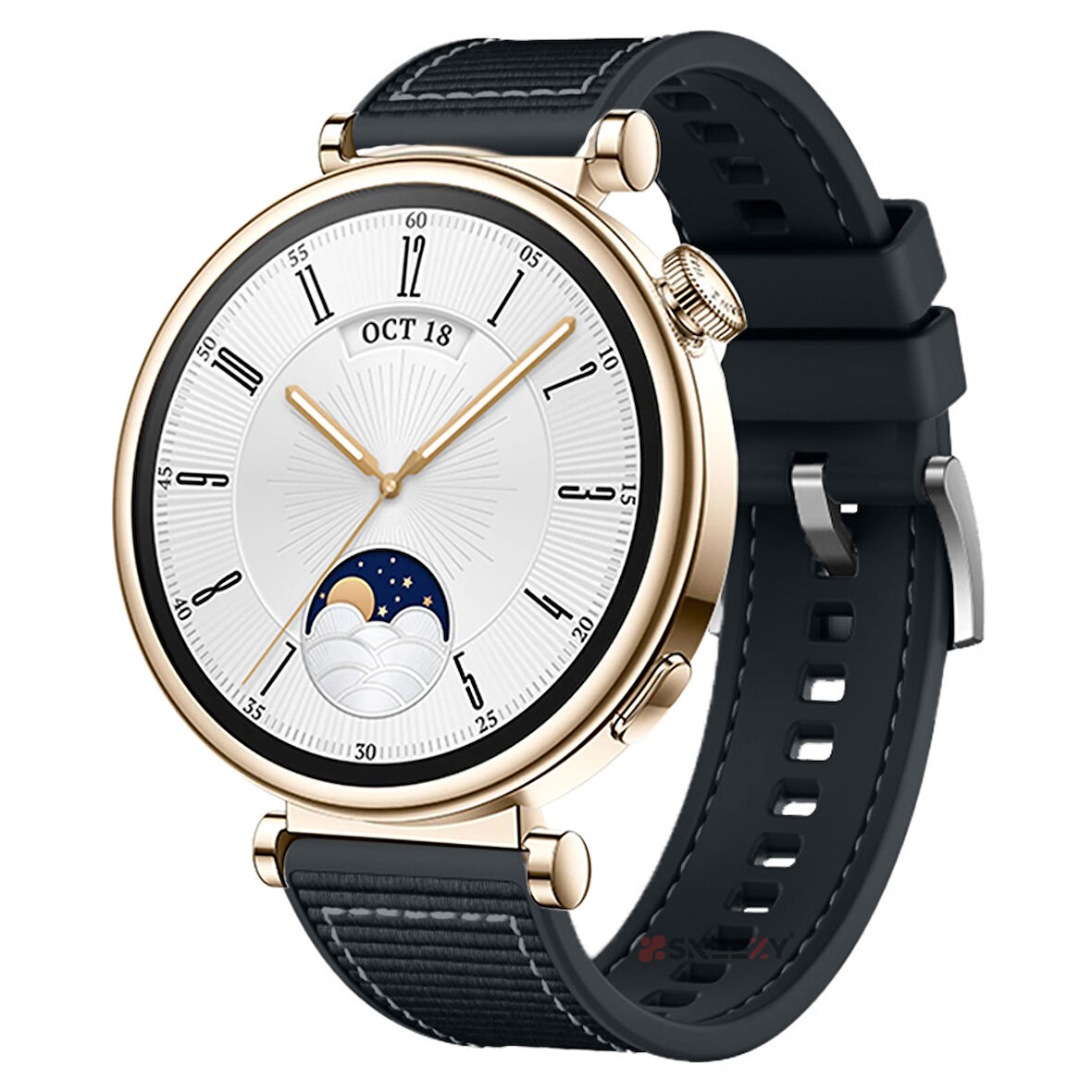 Sneezy Huawei Watch GT4 41mm İle Uyumlu Dikiş Desenli Metal Tokalı Dokuma Silikon Kordon
