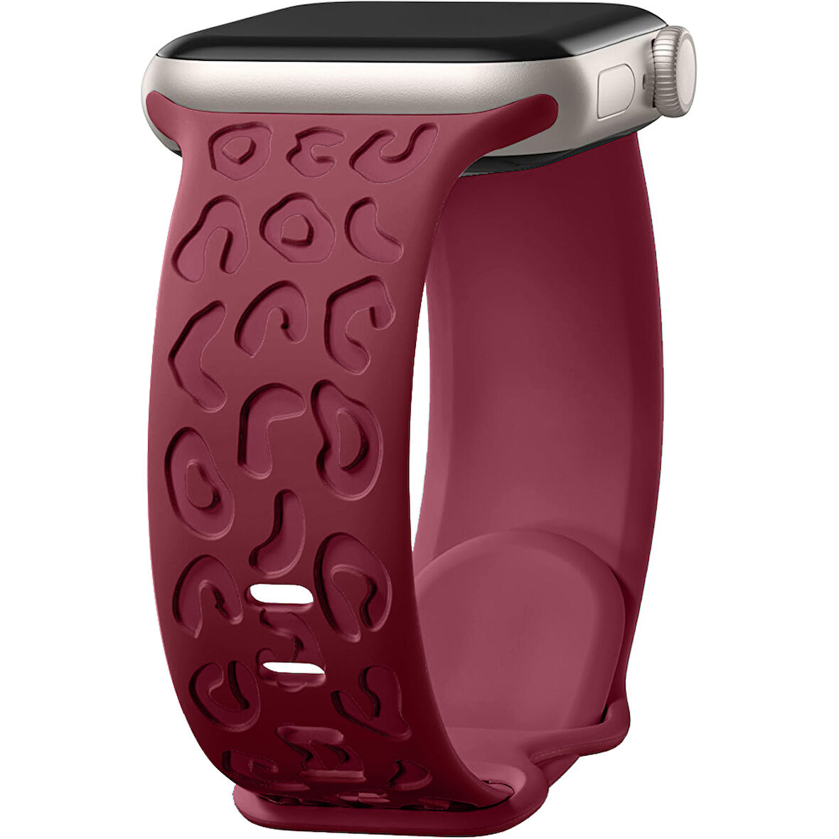 Apple Watch Ultra 1 ve 2 Uyumlu 49mm Leopar Desenli Yumuşak Silikon Kordon