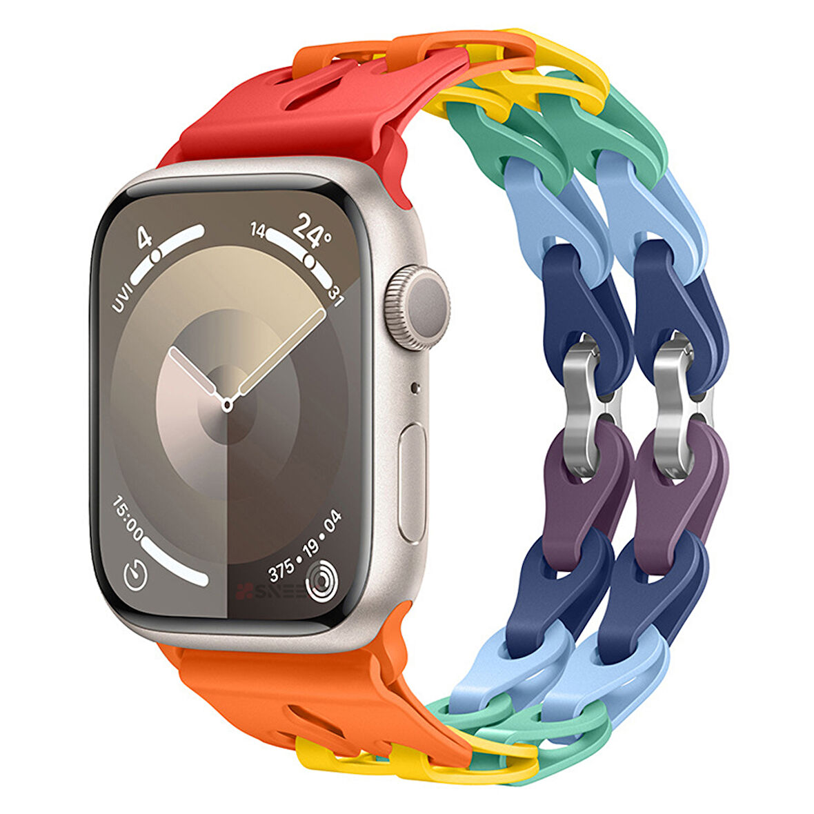 Apple Watch Uyumlu 44 45 46mm Zincir Desenli Yumuşak Silikon Solo Kordon Seri 2 3 4 5 6 Se 7 8 9 10 