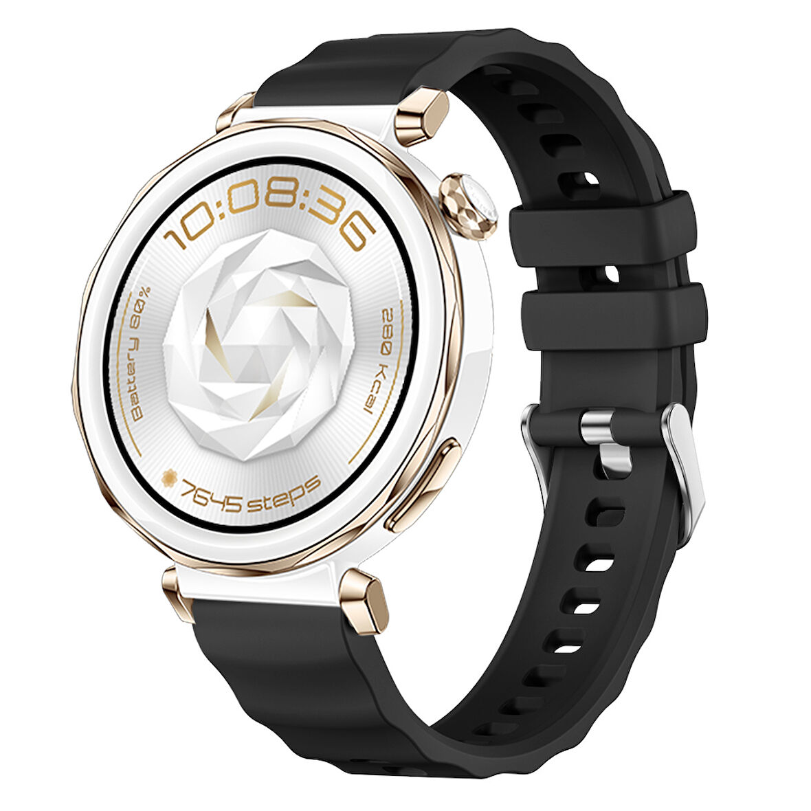 Sneezy Huawei Watch GT5 Pro 42mm İle Uyumlu SoftFlex Metal Tokalı Spor Silikon Akıllı Saat Kordonu