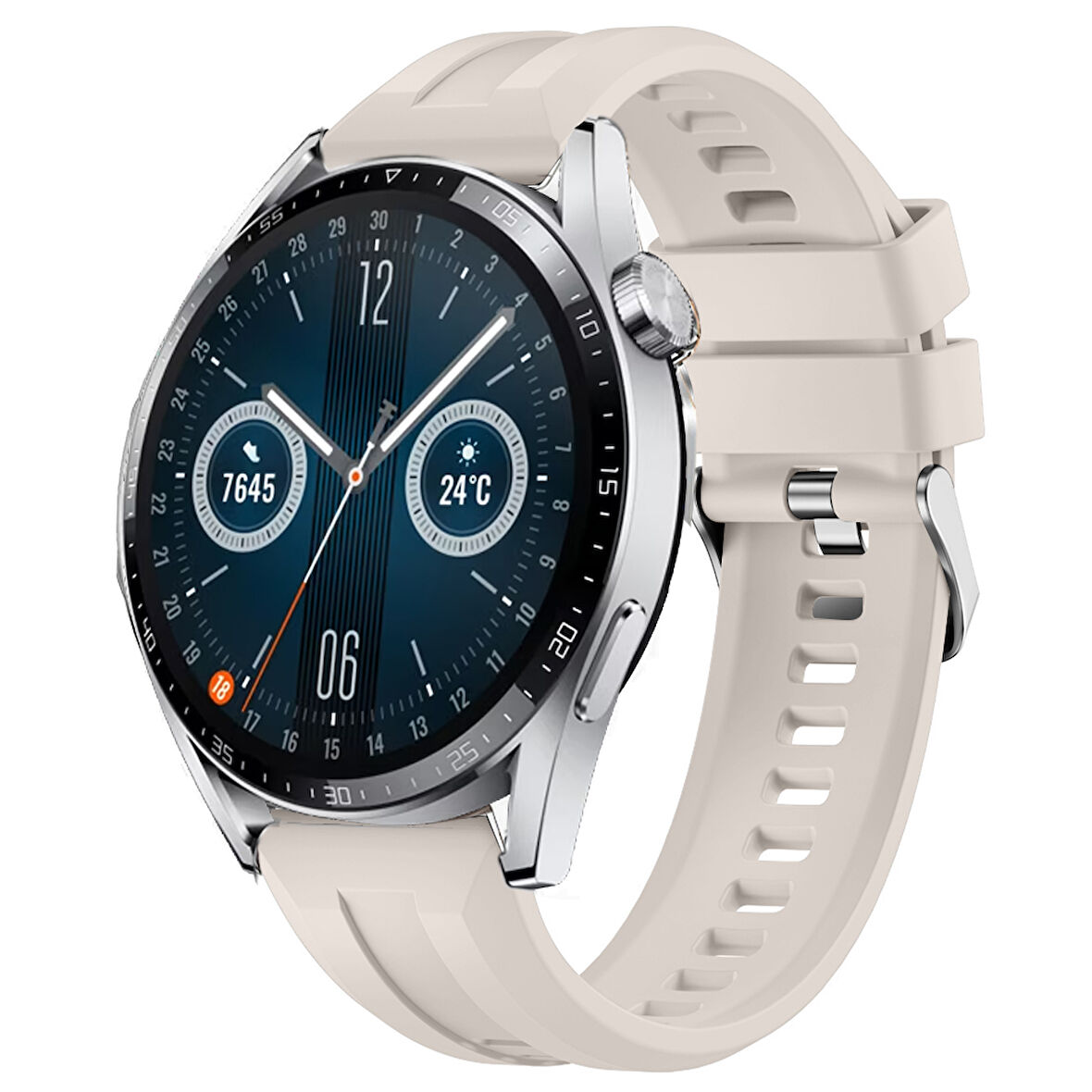 Sneezy Huawei Watch GT3 46mm GT2 46mm İle Uyumlu Spor Silikon Metal Tokalı Soft Saat Kordonu