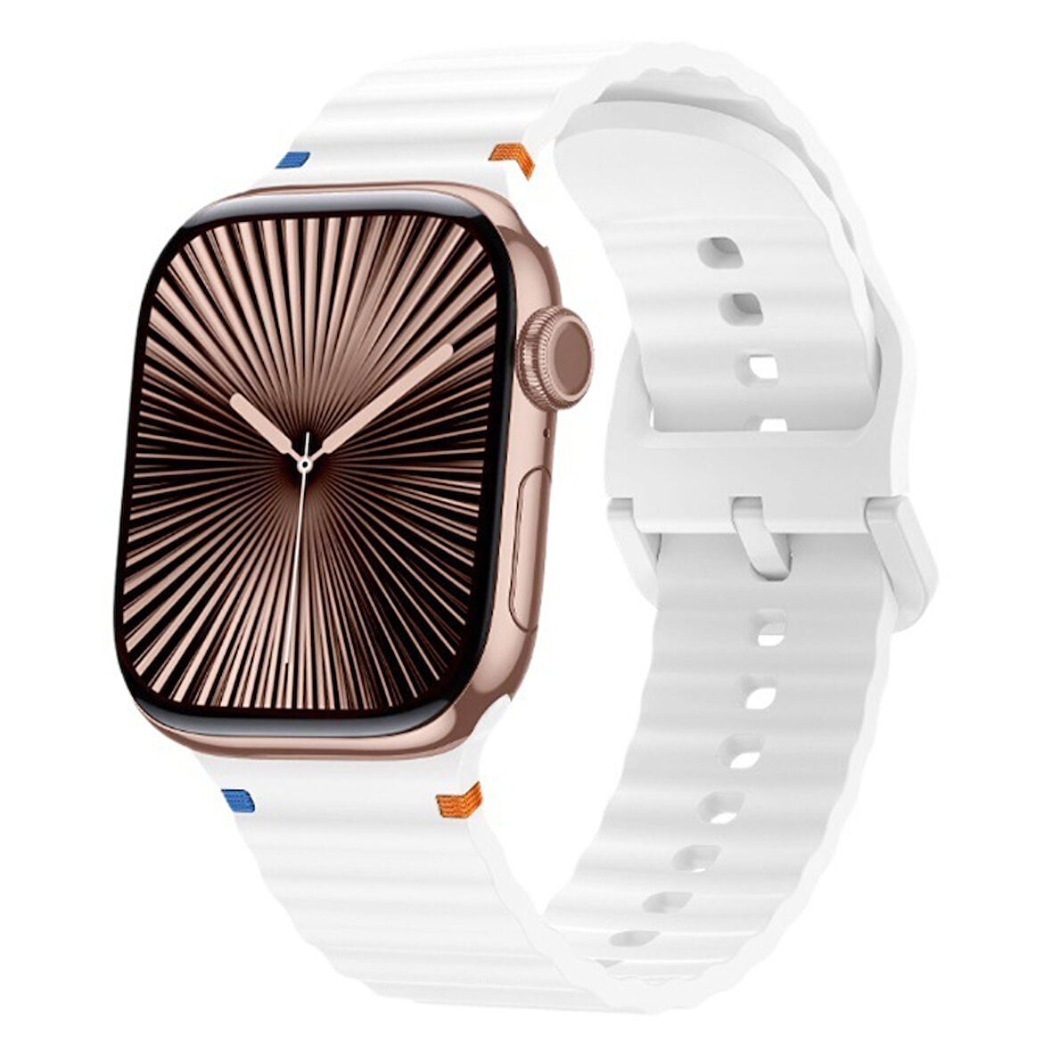 Apple Watch 42mm 44mm 45mm S10 46mm Ultra 49mm Uyumlu Dalga Desenli Tokalı Yumusaş Silikon Kordon