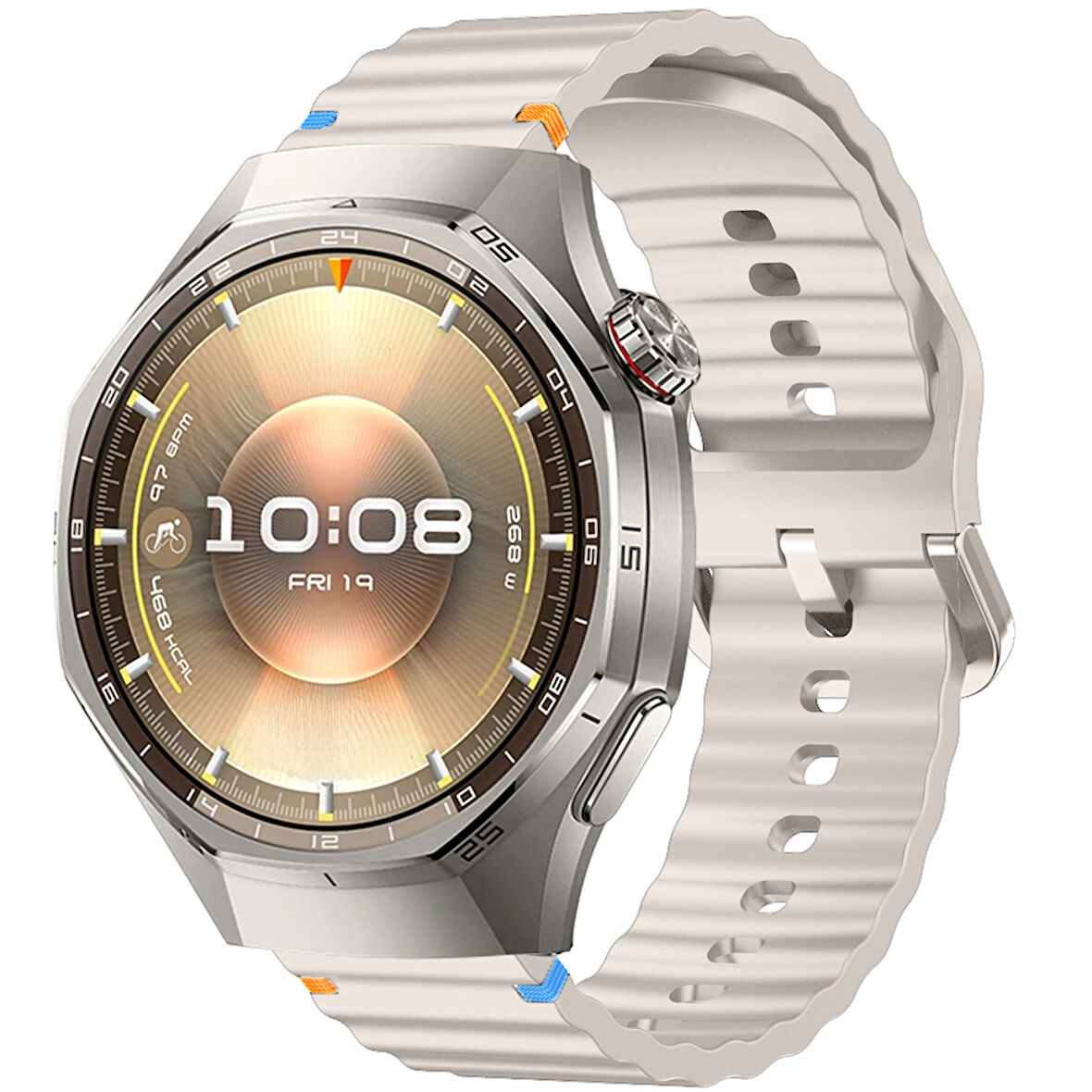 Huawei Watch GT6 Pro 46mm İle Uyumlu Dalga Desenli Tokalı Yumusaş Soft Silikon Kordon
