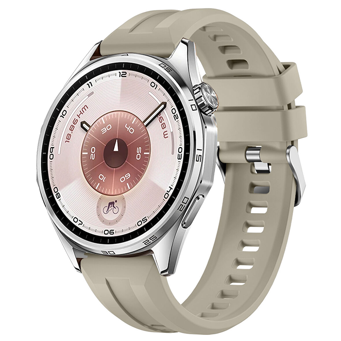 Sneezy Huawei Watch GT6 46mm İle Uyumlu Spor Silikon Metal Tokalı Soft Saat Kordonu