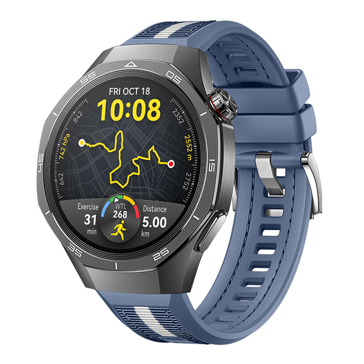 Huawei Watch GT5 Pro 46mm İle Uyumlu SportStripe Örgü Desen Metal Tokalı Silikon Akıllı Saat Kordonu