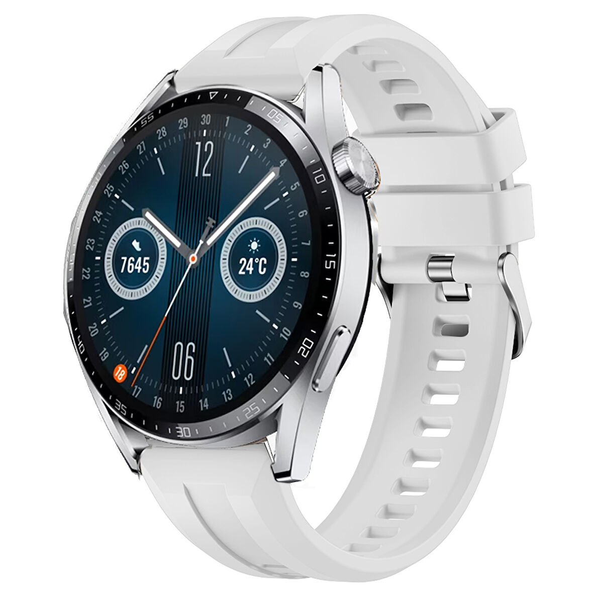 Sneezy Huawei Watch GT3 46mm GT2 46mm İle Uyumlu Spor Silikon Metal Tokalı Soft Saat Kordonu