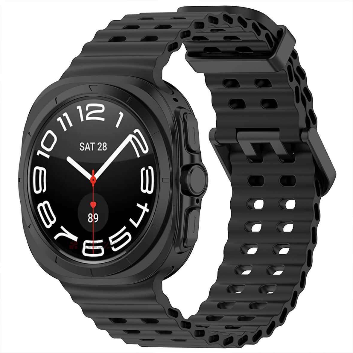 Samsung Galaxy Watch 7 Ultra İle Uyumlu AirFlow Metal Tokalı Yumuşak Soft Silikon Kordon 