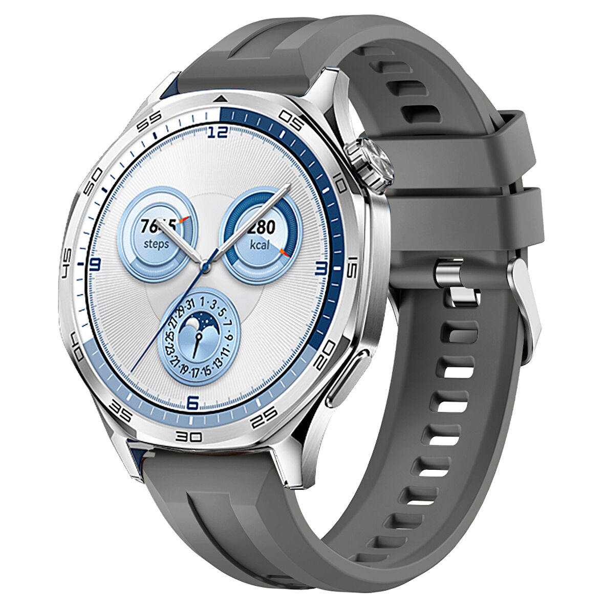 Sneezy Huawei Watch GT5 46mm İle Uyumlu Spor Silikon Metal Tokalı Soft Saat Kordonu