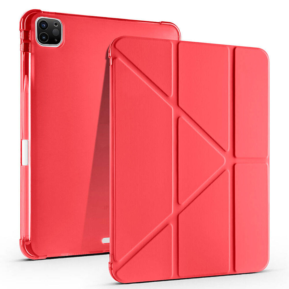 Apple iPad Pro 11 inç 2.Nesil 2020 Uyumlu Kılıf Üçgen Katlanabilir Kalem Şarj Bölmeli Kılıf