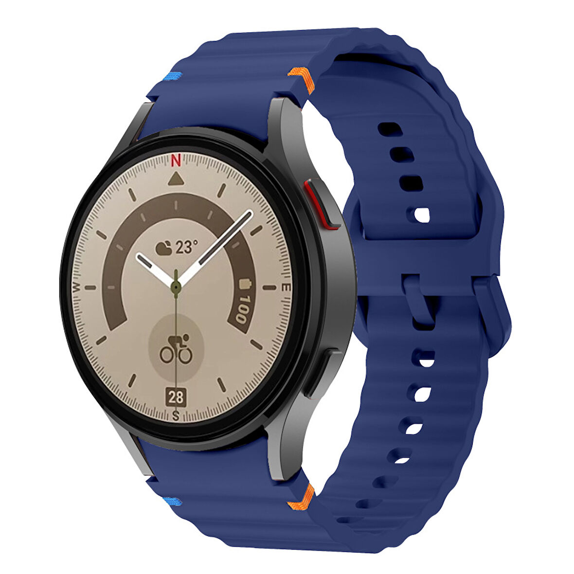 Samsung Galaxy Watch 5 Pro 45mm İle Uyumlu Metal Tokalı Dalgalı Spor Silikon Kordon