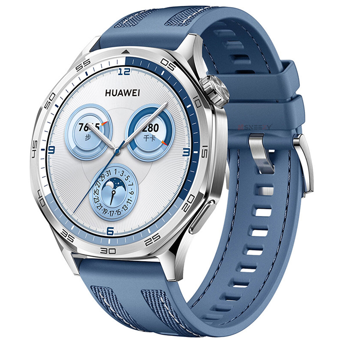 Sneezy Huawei Watch GT4 46mm ile Uyumlu Metal Tokalı Dikiş Detaylı Şık Dokuma Silikon Kordon
