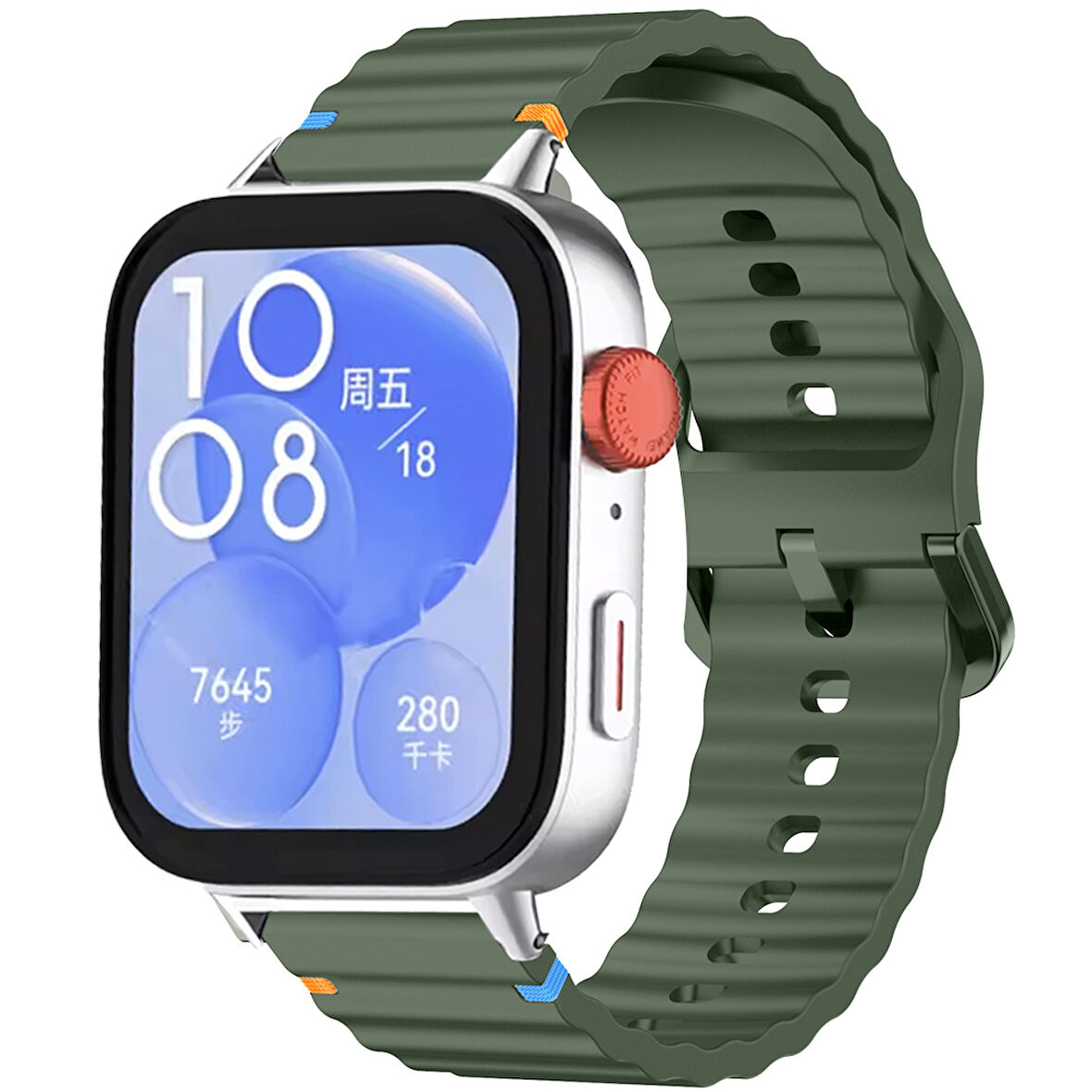 Huawei Watch Fit 3 İle Uyumlu Dalga Desenli Tokalı Yumusaş Soft Silikon Kordon