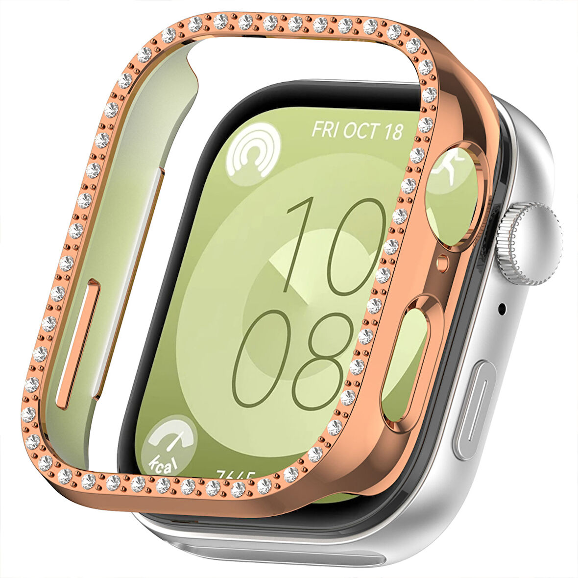 Huawei Watch Fit 3 İle Uyumlu Zarif Kristal Taşlı Kasa Koruyucu Kılıf