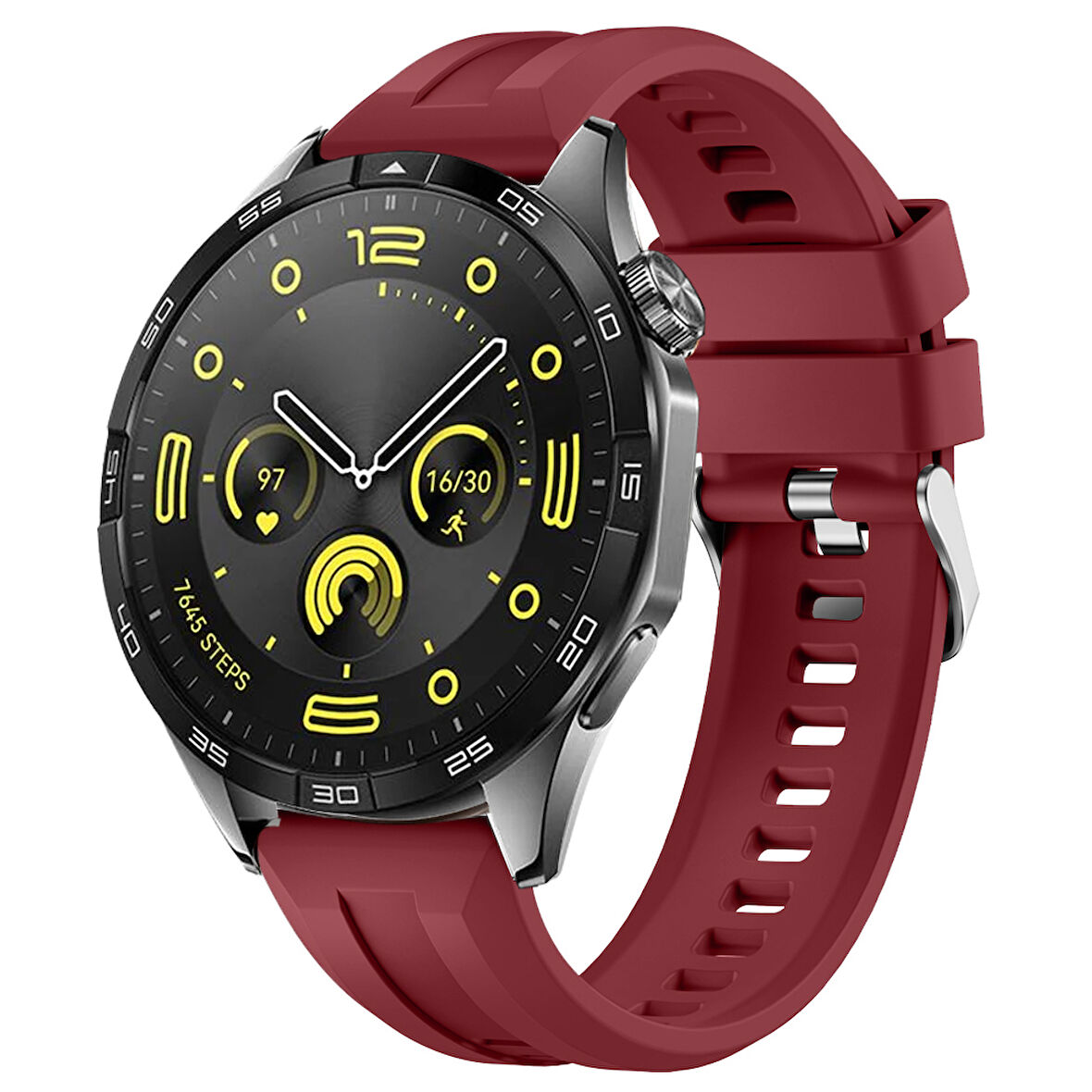 Sneezy Huawei Watch GT4 46mm İle Uyumlu Spor Silikon Metal Tokalı Soft Saat Kordonu