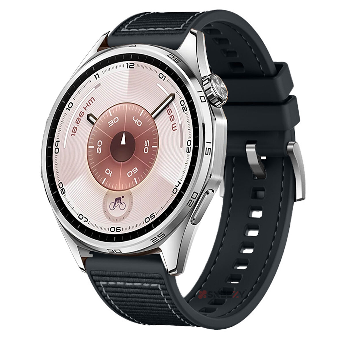 Sneezy Huawei Watch GT6 46mm İle Uyumlu Metal Tokalı Dikiş Desenli Dokuma Silikon Kordon