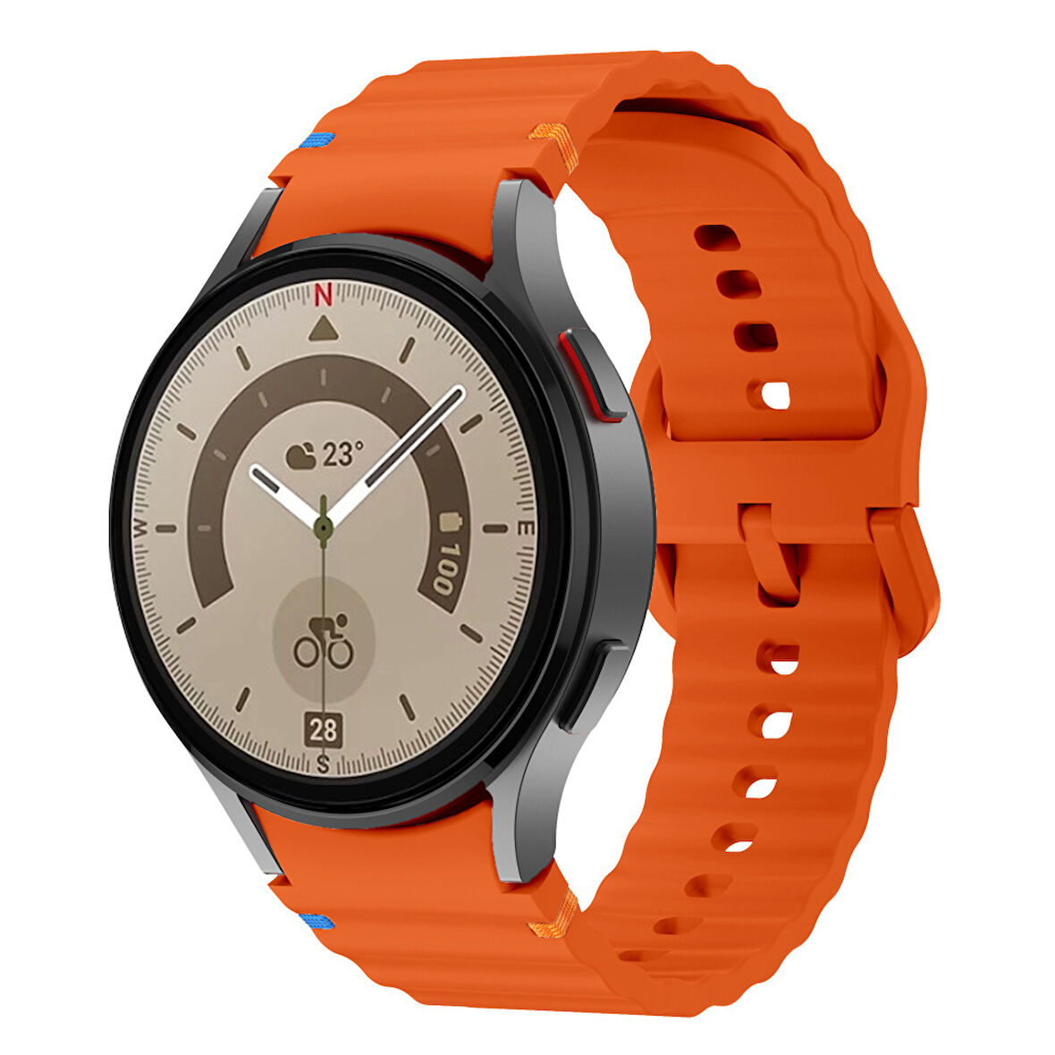 Samsung Galaxy Watch 5 Pro 45mm İle Uyumlu Metal Tokalı Dalgalı Spor Silikon Kordon