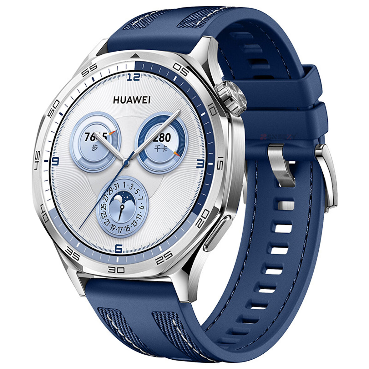 Sneezy Huawei Watch GT5 46mm ile Uyumlu Metal Tokalı Dikiş Detaylı Şık Dokuma Silikon Kordon