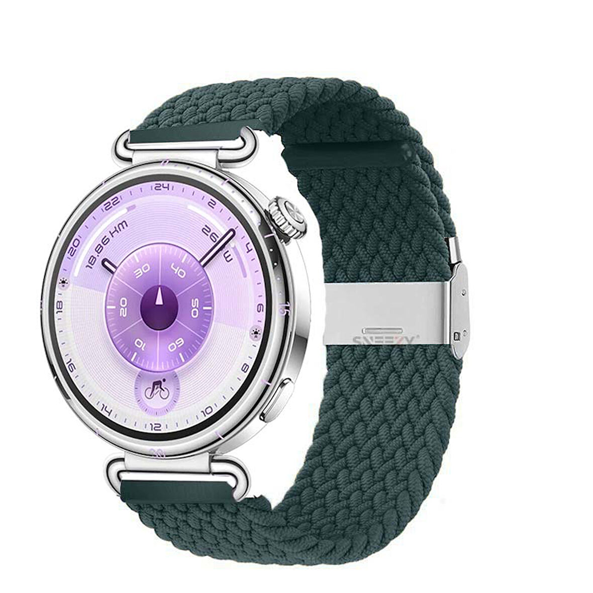 Sneezy Huawei Watch GT6 41mm İle Uyumlu Metal Klips Solo Fiberlink Kumaş Örgü Kordon