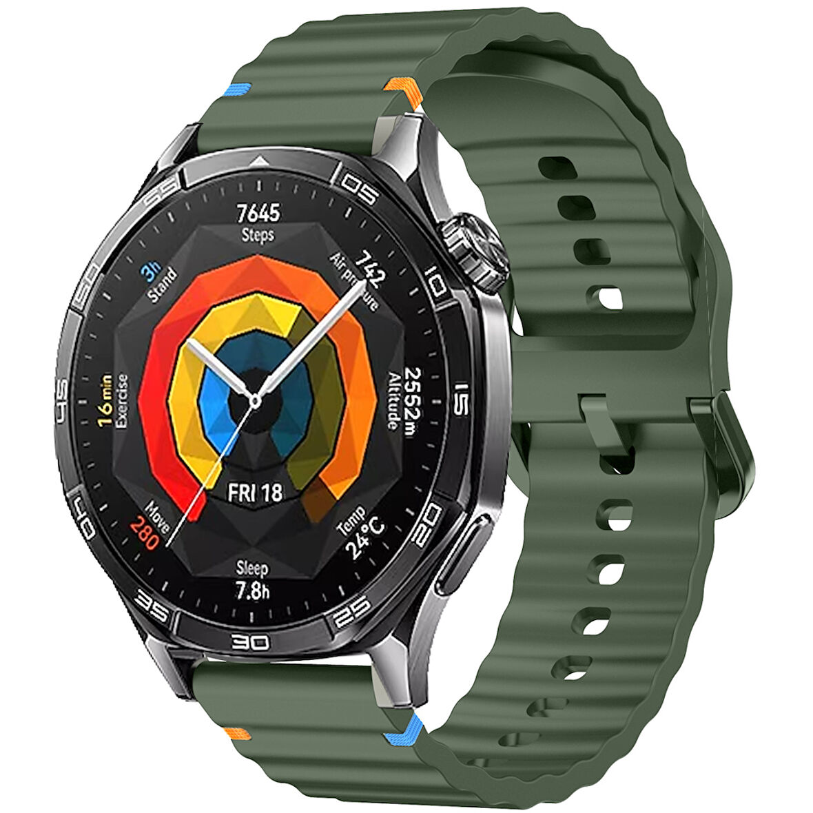 Huawei Watch GT5 Pro 46mm İle Uyumlu Dalga Desenli Tokalı Yumusaş Soft Silikon Kordon