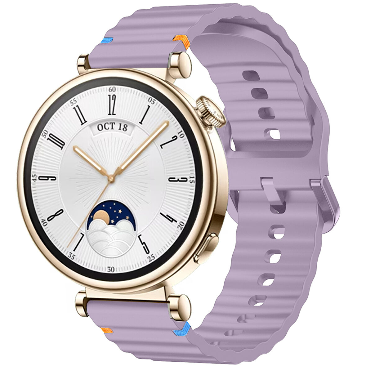 Huawei Watch GT4 41mm İle Uyumlu Dalga Desenli Tokalı Yumusaş Soft Silikon Kordon