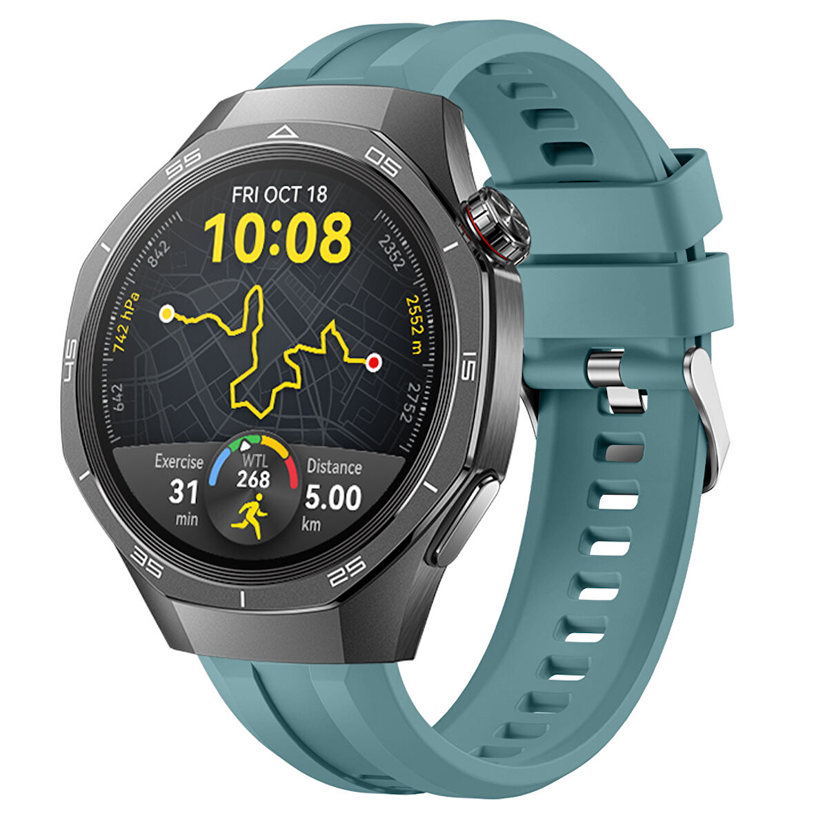 Sneezy Huawei Watch GT5 Pro 46mm İle Uyumlu Spor Silikon Metal Tokalı Soft Saat Kordonu