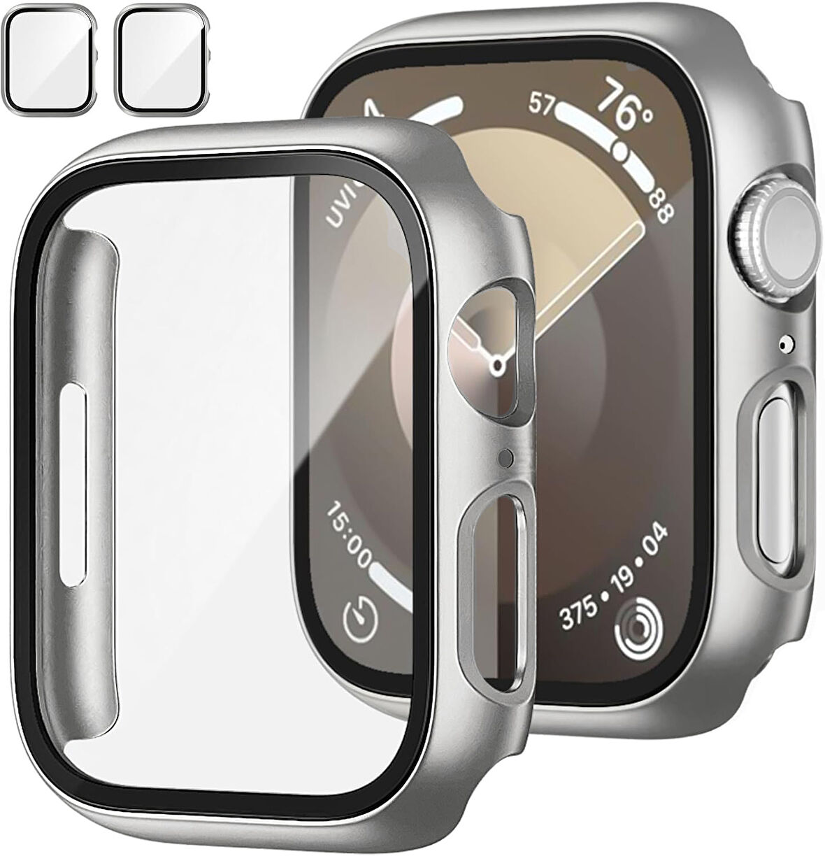 Apple Watch 44MM 4-5-6 SE Seri Uyumlu Starlight 360 Derece Koruma ve Temperli Cam Ekran Koruyucu