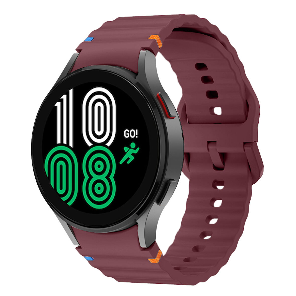 Samsung Galaxy Watch 4 40-42-44-46mm İle Uyumlu Metal Tokalı Dalgalı Spor Silikon Kordon