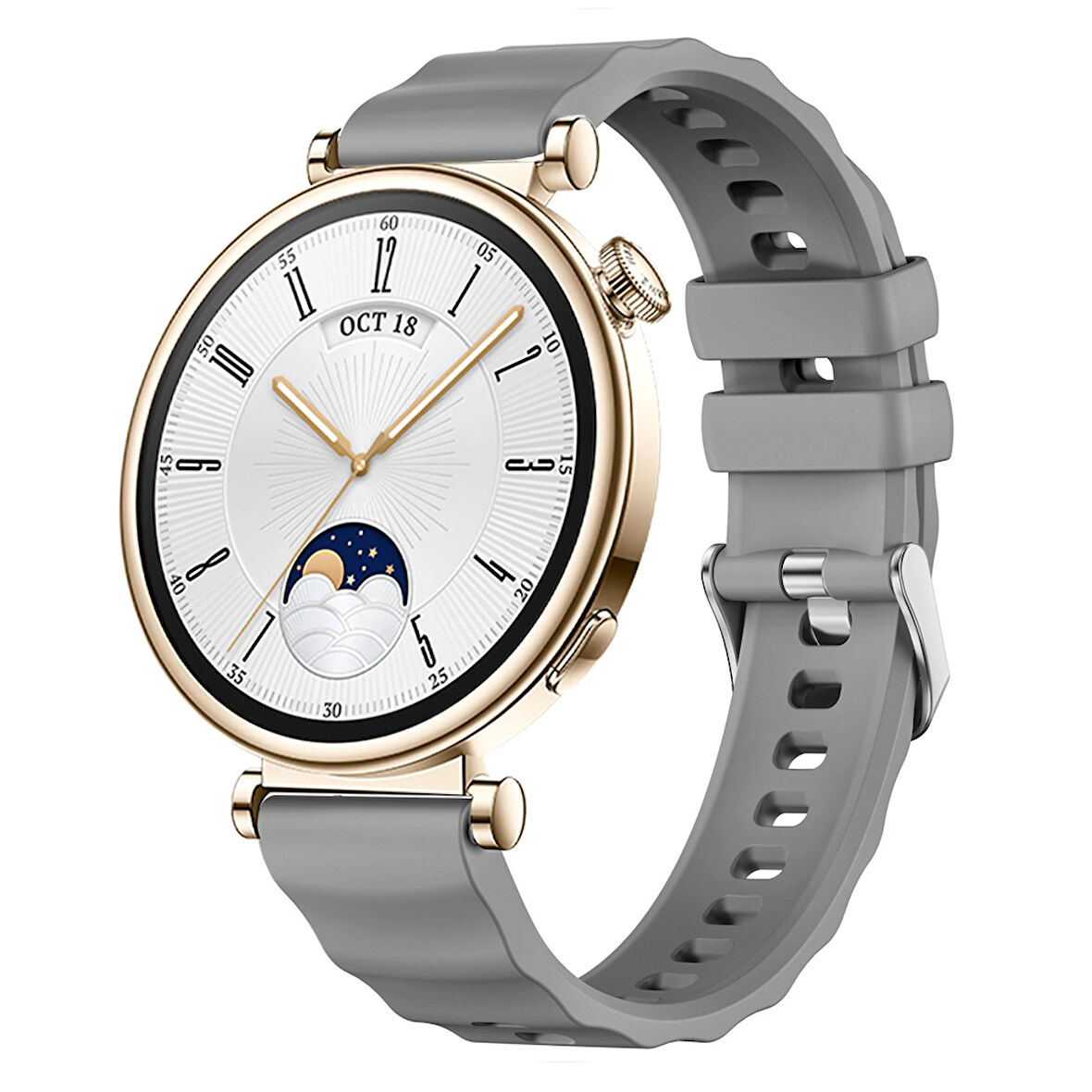 Sneezy Huawei Watch GT4 41mm İle Uyumlu SoftFlex Metal Tokalı Spor Silikon Akıllı Saat Kordonu