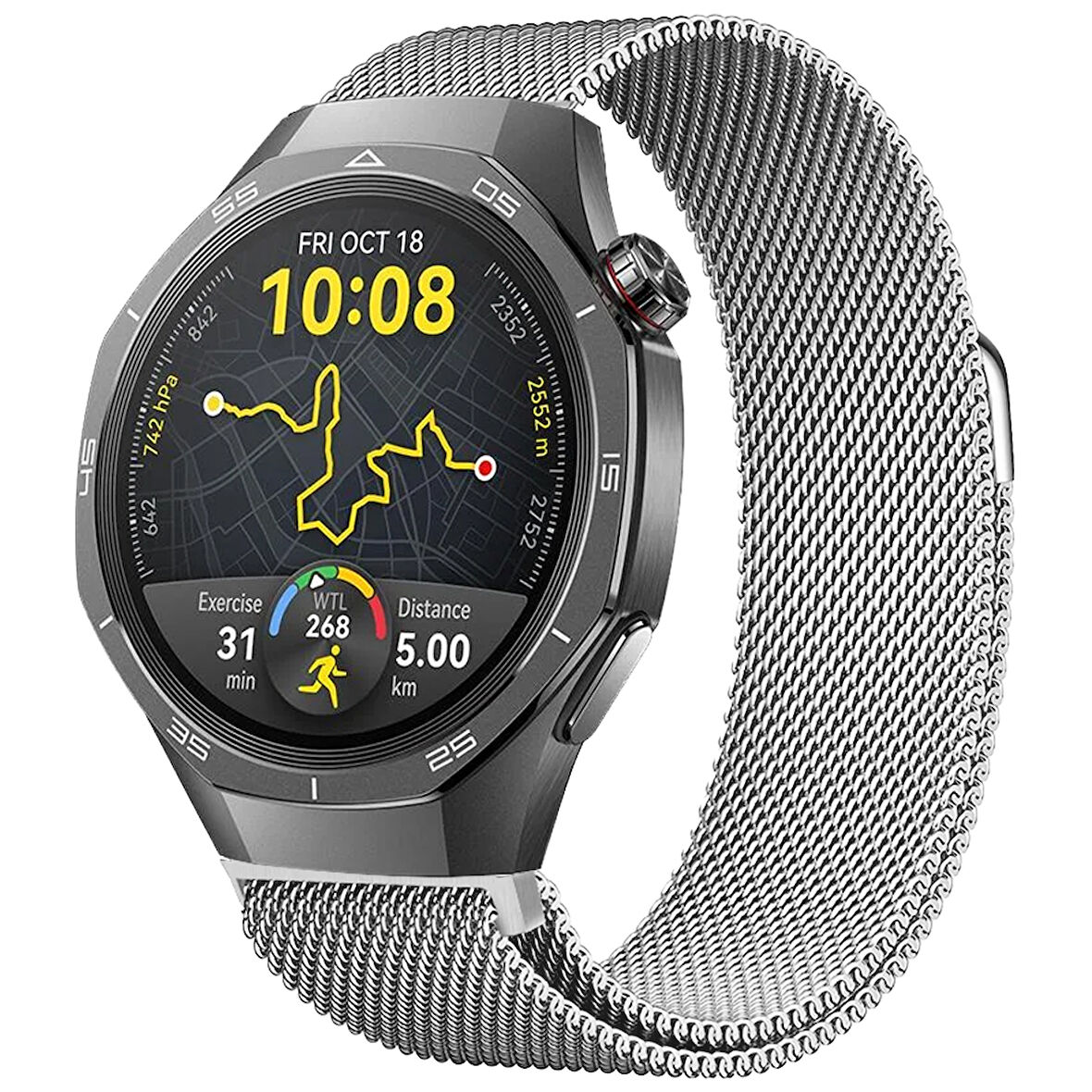 Huawei Watch GT5 Pro 46mm Uyumlu Manyetik Milanese Loop Metal Kordon 