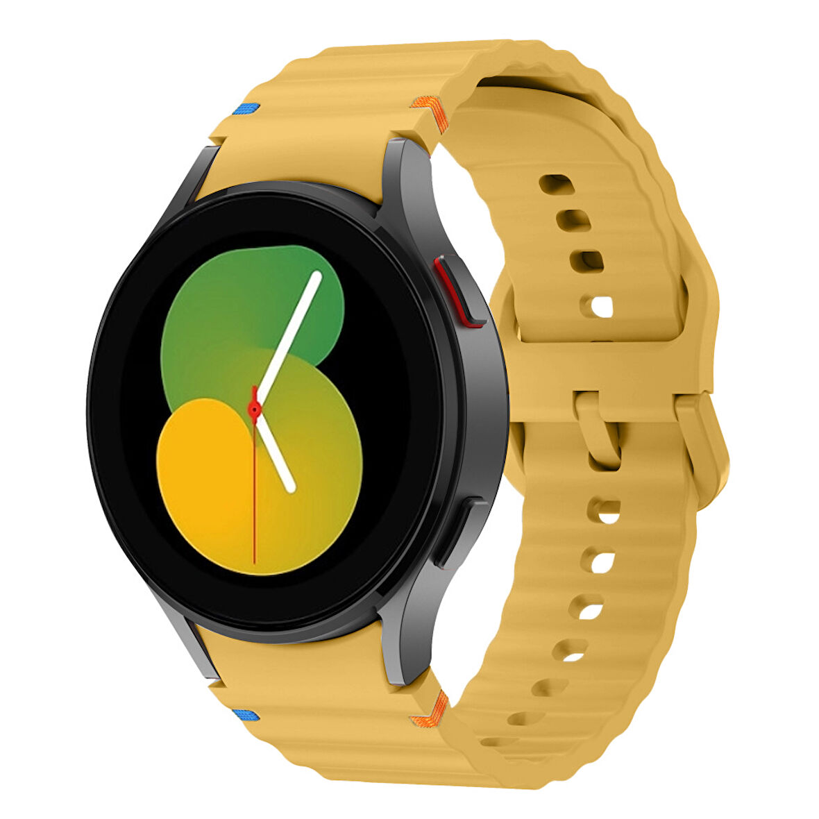 Samsung Galaxy Watch 5 40mm-44mm İle Uyumlu Metal Tokalı Dalgalı Spor Silikon Kordon