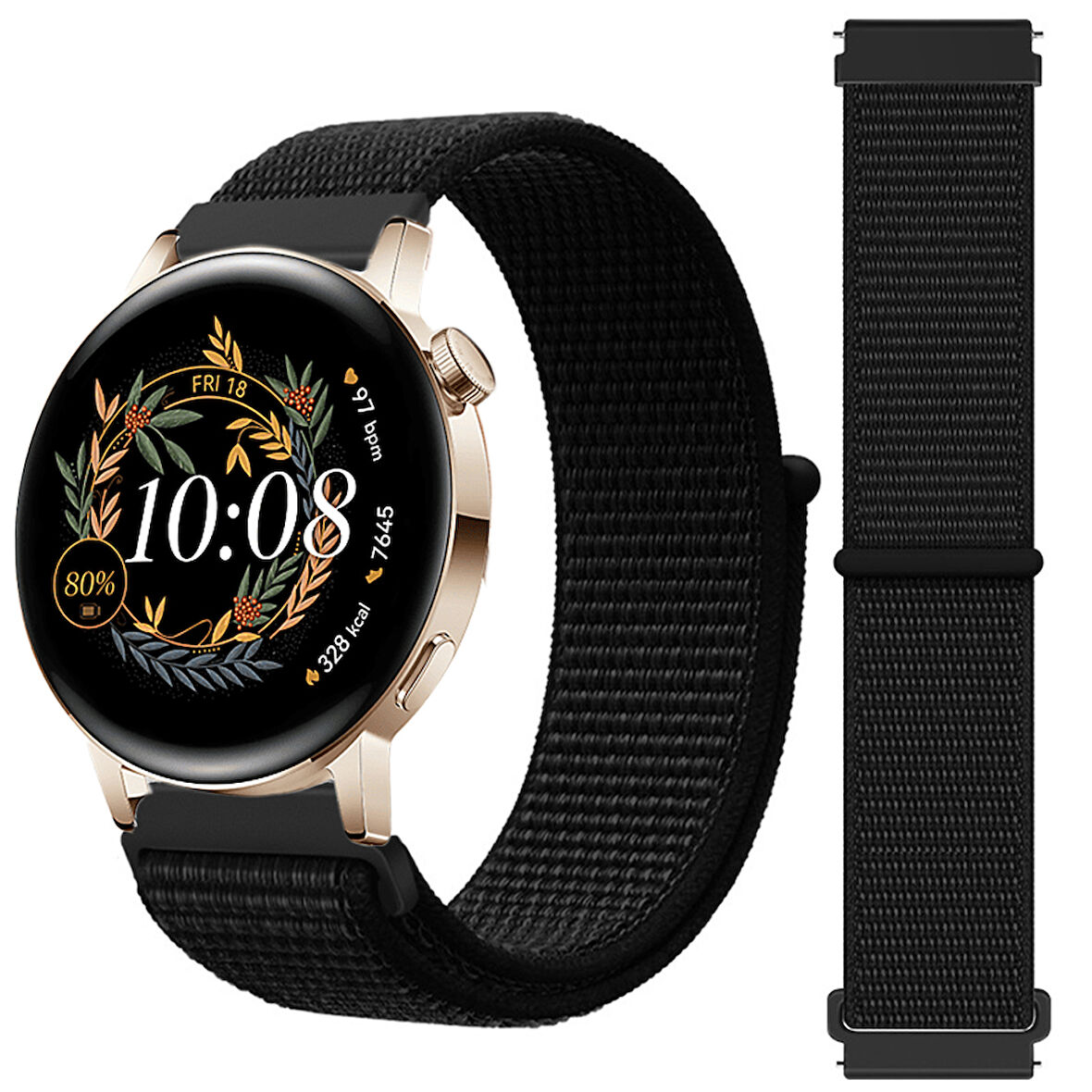 Huawei Watch GT3 42mm GT2 42mm İle Uyumlu Ayarlanabilir Cırt Cırtlı Yumuşak Spor Kumaş Örgü Kordon