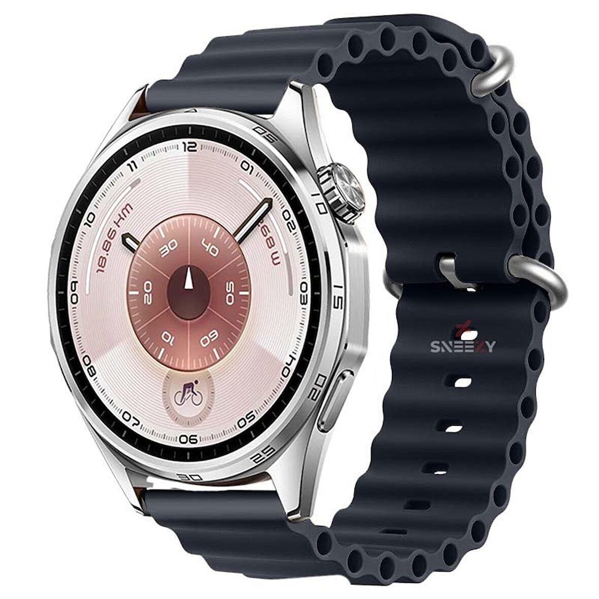 Huawei Watch GT6 46mm İle Uyumlu Dalga Desenli Tokalı Yumuşak Ocean Soft Silikon Kordon