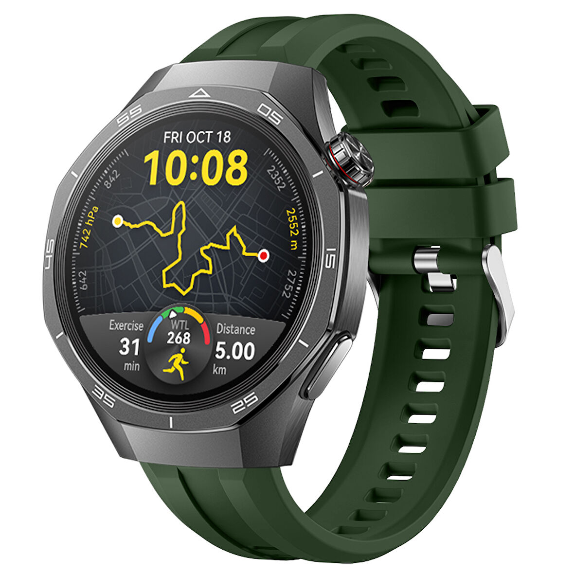 Sneezy Huawei Watch GT5 Pro 46mm İle Uyumlu Spor Silikon Metal Tokalı Soft Saat Kordonu