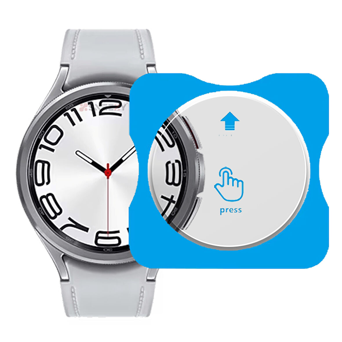 Samsung Watch 6 43mm Uyumlu Kolay Takılabilir Takma Aparatlı Temperli Cam Ekran Koruyucu 