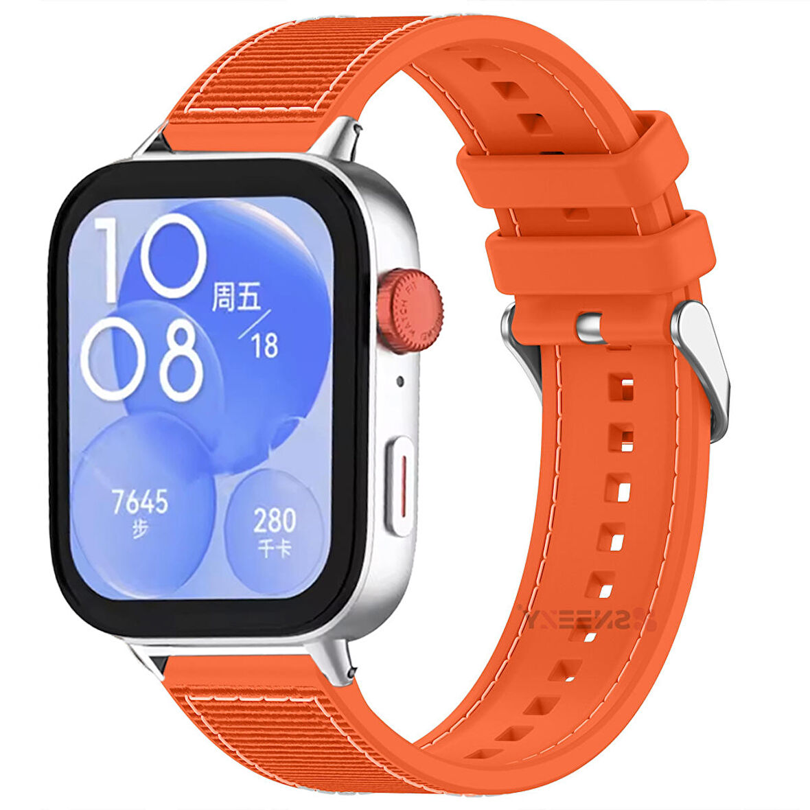 Huawei Watch Fit 3 İle Uyumlu Dikiş Desenli Dokuma Silikon Kordon